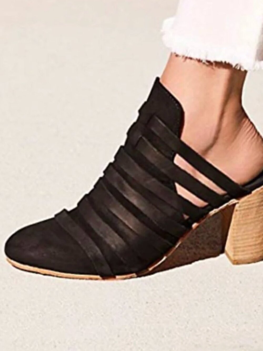 Free People Women's "Byron" Strappy Mule In Black - Size 8
